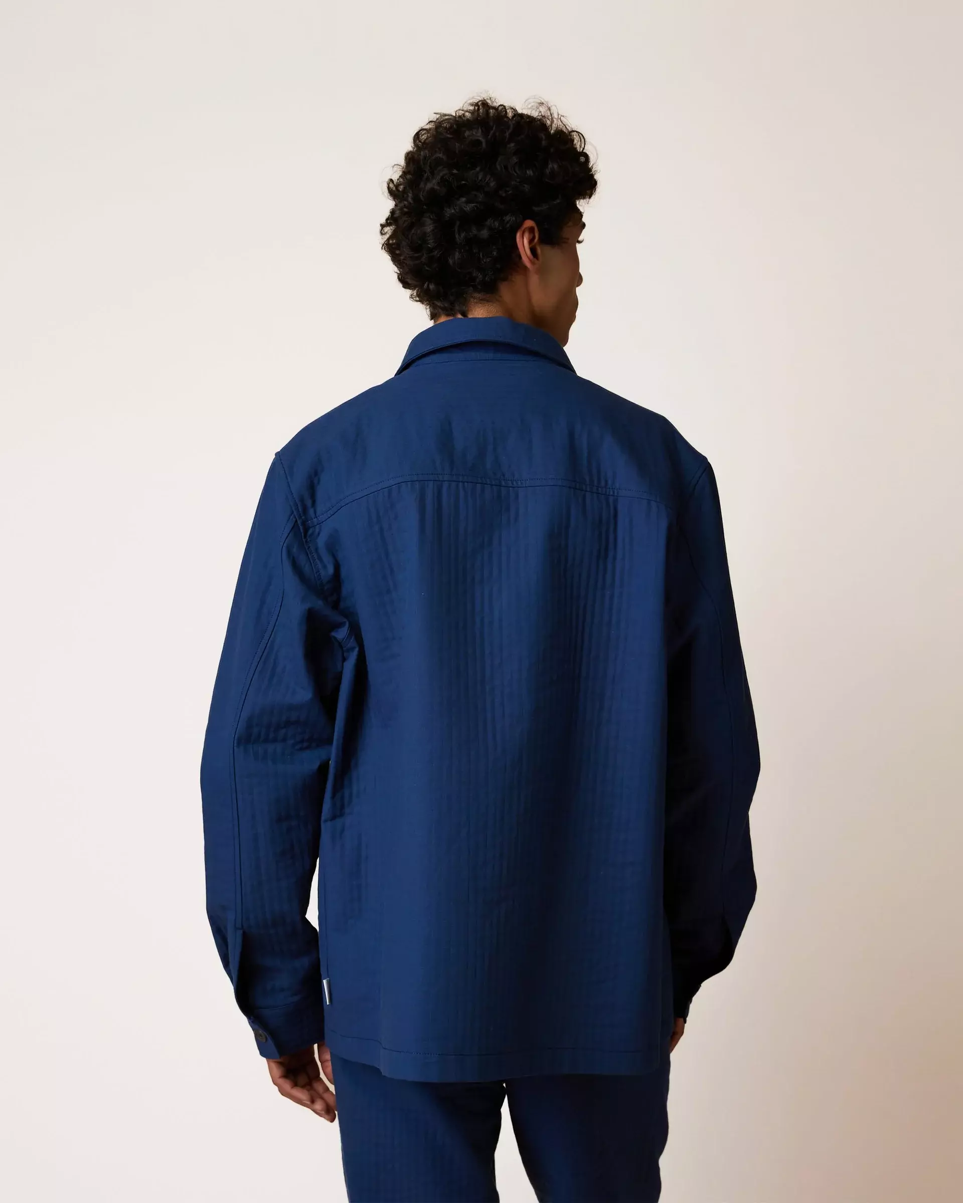 Faguo Gastine Overshirt Bleu Herren Baumwoll-Canvas blau